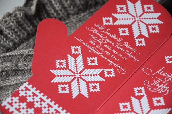 Новогодняя открытка варежка