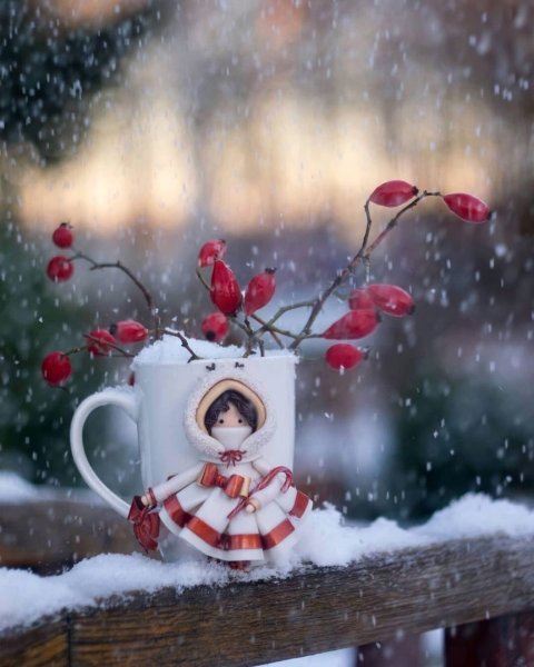 Пожелания с добрым утром с зимним пейзажем