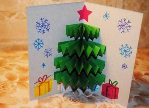 Аппликация елочка гармошка