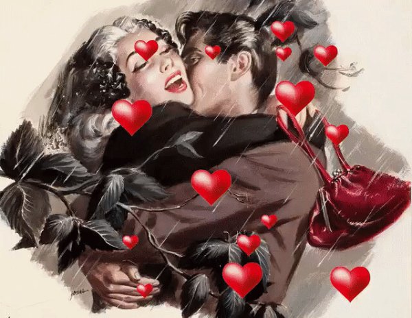 Открытка с поцелуем женщине