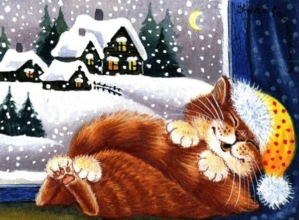 Уютные иллюстрации с кошками