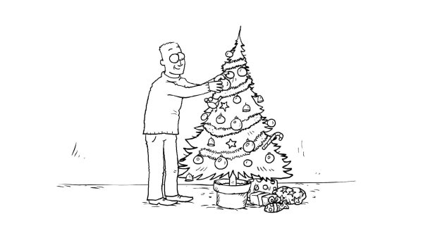 Новогодняя елка карандашом для срисовки