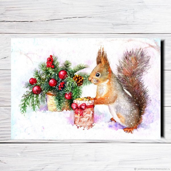 Советские новогодние открытки с белкой