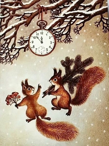 Новогодние открытки с белочкой