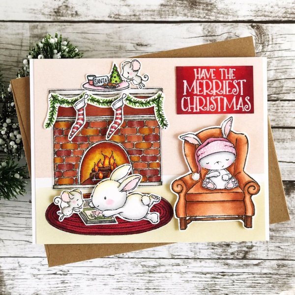Merry Christmas Cards with Fireplace