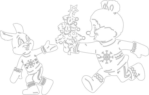 Сюжетные вытынанки новогодние на окна