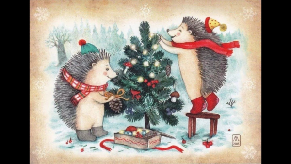 Звери под елкой рисунок