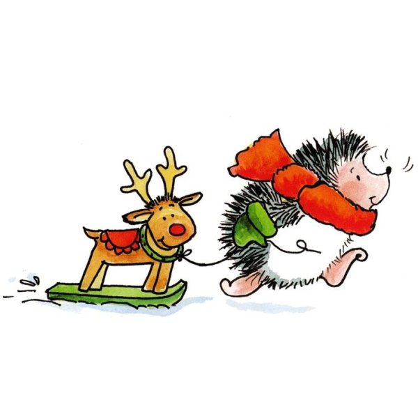 Ёжики Рисованные новогодние