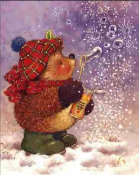 Открытка на новый год с ежиком