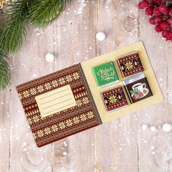 Новогодние открытки с шоколадом