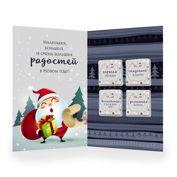 Новогодние открытки с шоколадом