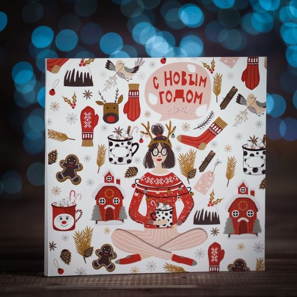 Открытка с шоколадом новый год