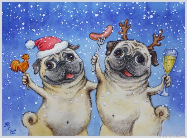 Мопс новый год