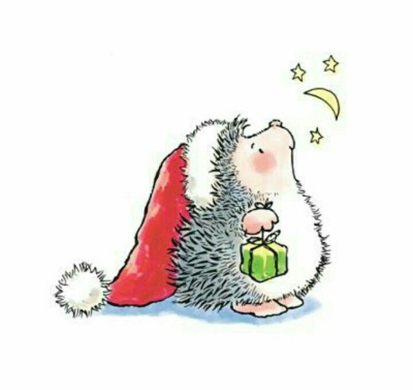 Ёжики Рисованные новогодние