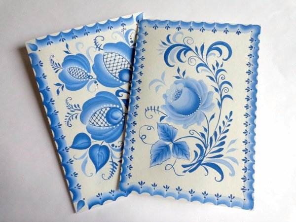 Гжельская роспись на бумаге