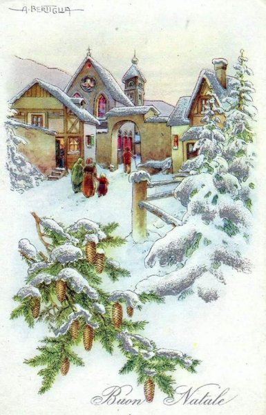 Винтажная зимняя открытка