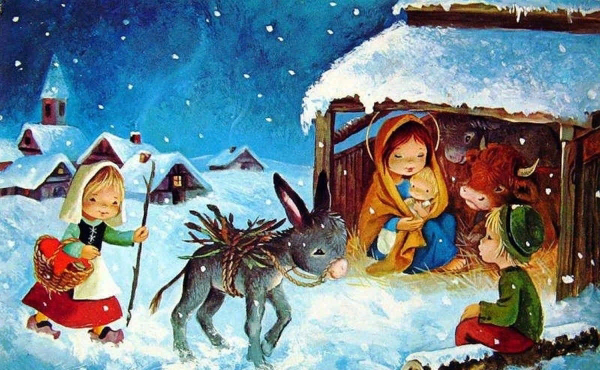 Рождественские открытки рисунки