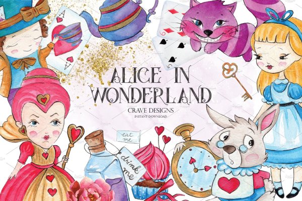 Алиса в стране чудес акварель чаепитие