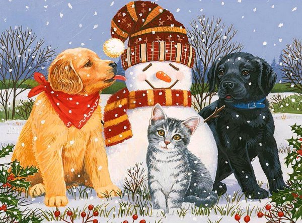 Кот и собака новый год