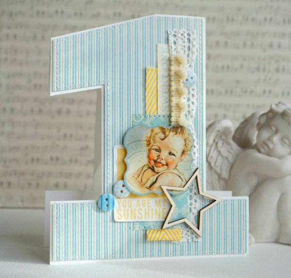 Открытка на годик девочке Скрапбукинг