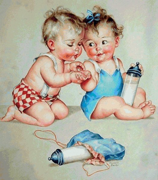 Открытка мальчик и девочка