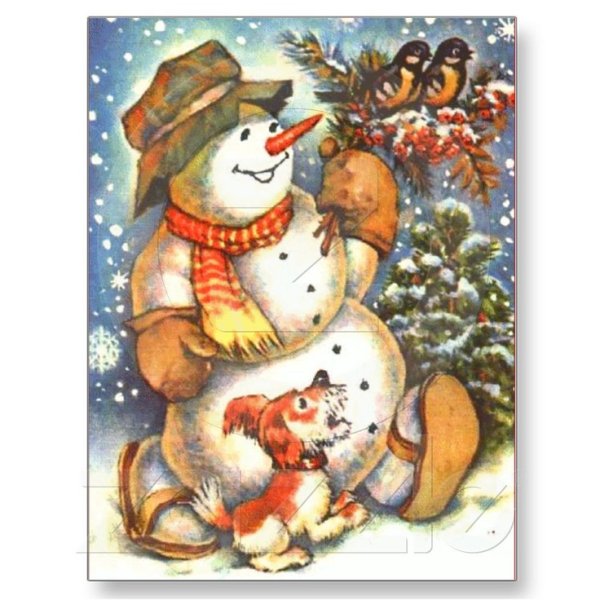 Советские открытки со снеговиком