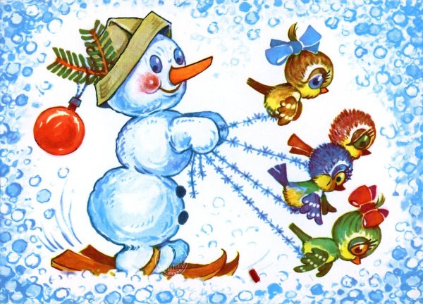 Советские открытки со снеговиком