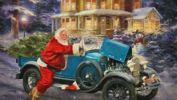 Новогодний ретро автомобиль