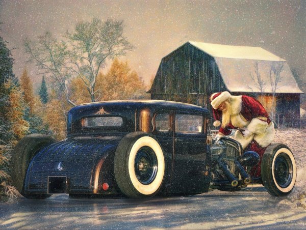 Новогодний ретро автомобиль