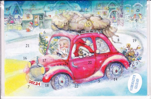 Новогодняя машина акварель