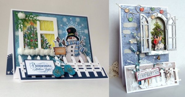 Новогодняя открытка с окошечком