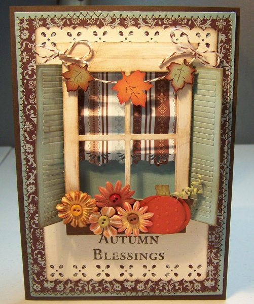 Осенняя открытка в технике Скрапбукинг