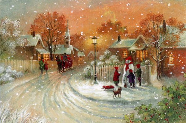 Винтажная зимняя открытка