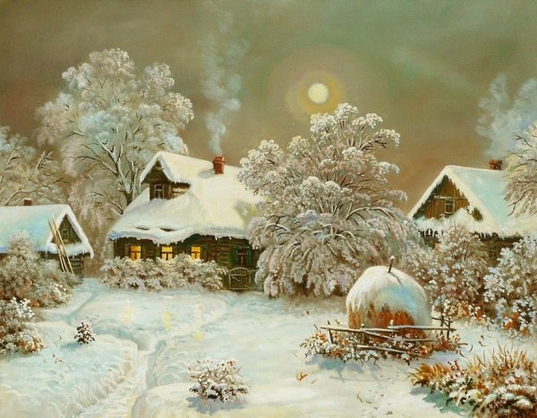 Зимние домики для декупажа