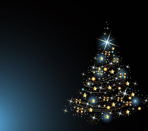 Новогодняя елка на черном фоне