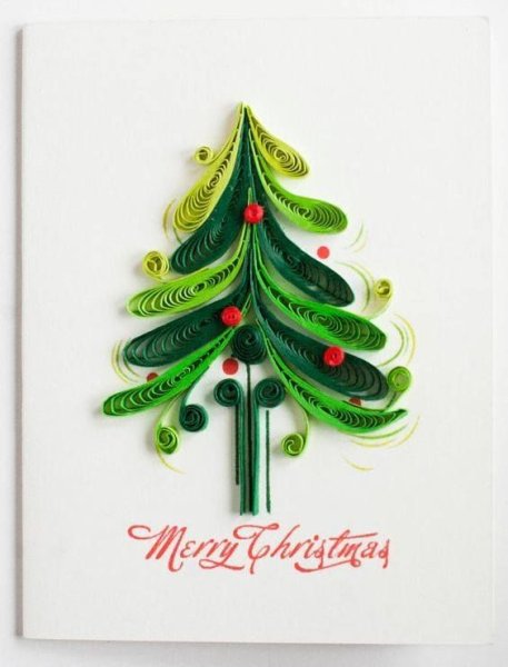 Квиллинг открытки елочки