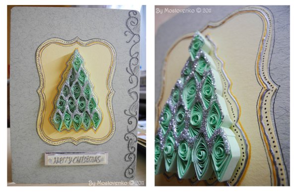 Аппликация из квиллинга елка
