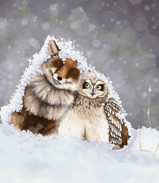 Сова и лиса арт