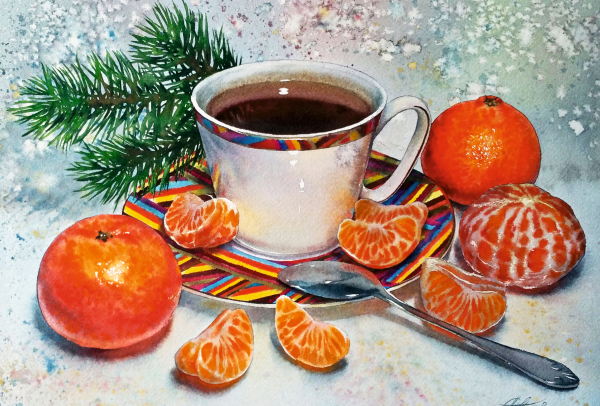 Мандарины на снегу