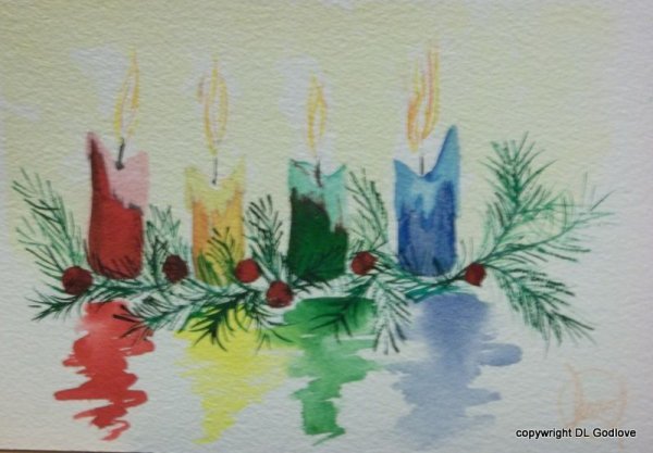 Рождественская свеча акварель