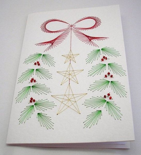 Вышивание на картоне Новогодняя