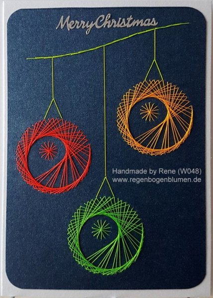 Новогодняя аппликация из ниток