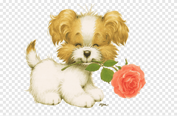 Открытки собачки с цветами