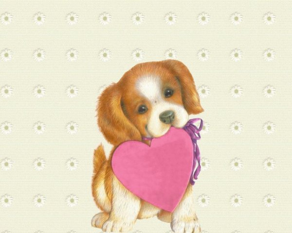 Милый щенок с сердечком
