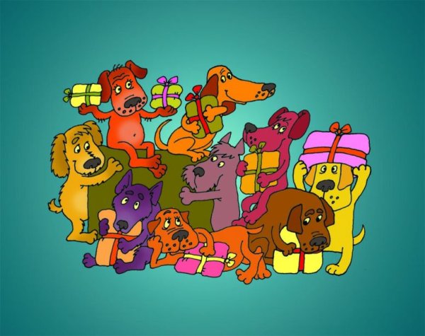 Много собак рисунок