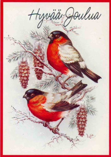 Советские открытки со снегирями