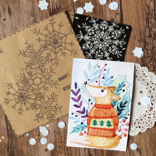 Крафтовая открытка на новый год