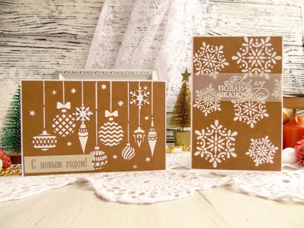Крафтовая открытка на новый год