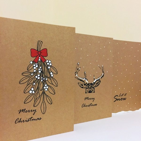 Открытки из крафт бумаги на новый год