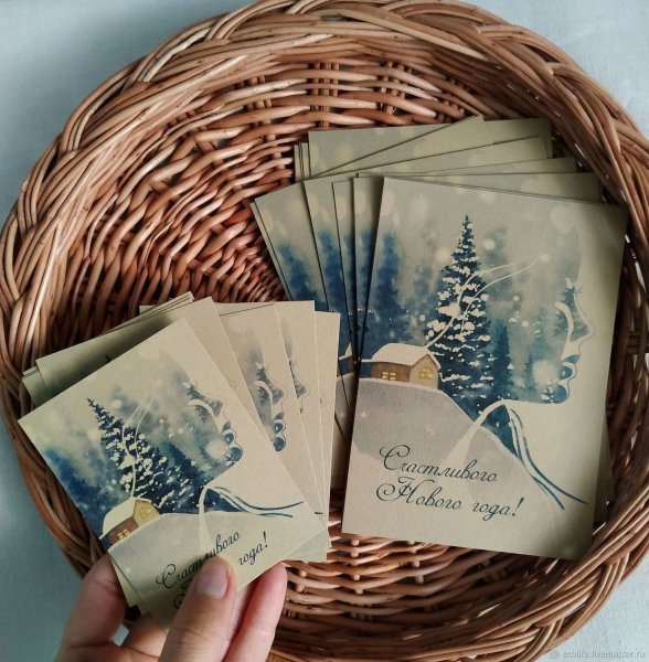 Крафтовая открытка на новый год